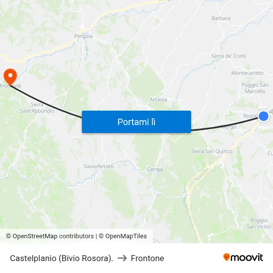 Castelplanio (Bivio Rosora). to Frontone map