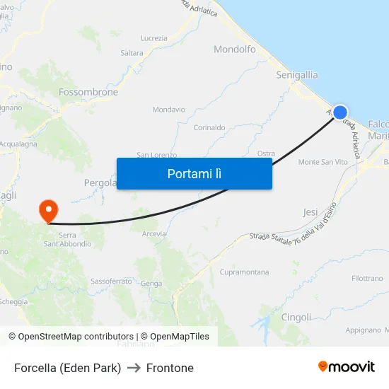 Forcella (Eden Park) to Frontone map