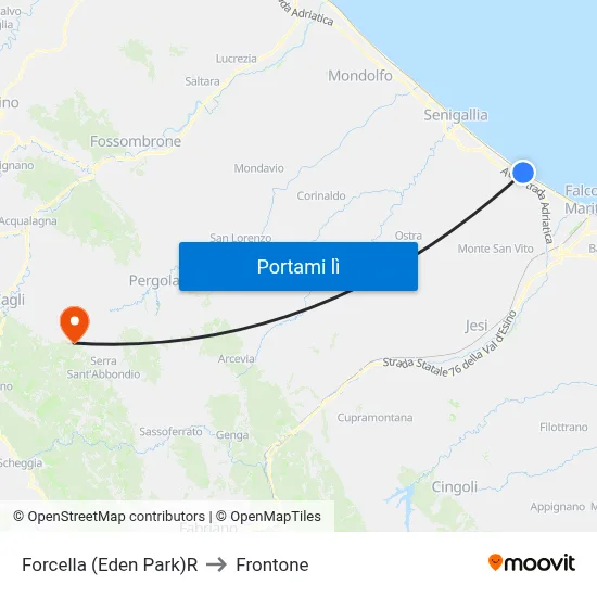 Forcella (Eden Park)R to Frontone map