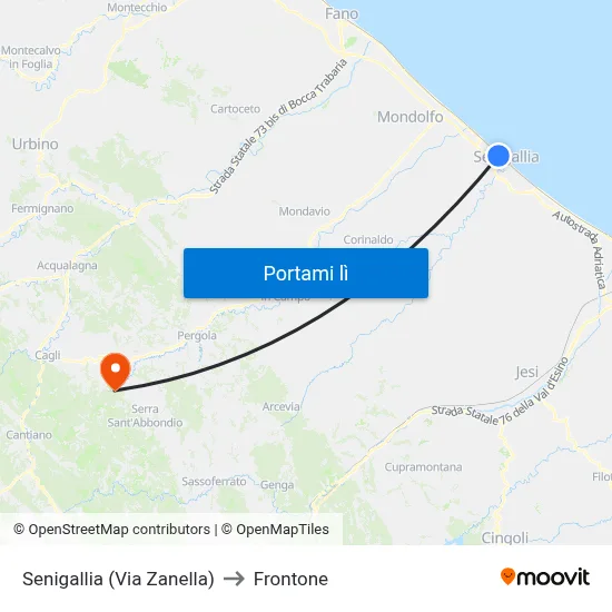 Senigallia (Via Zanella) to Frontone map