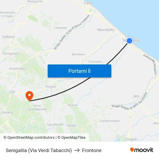 Senigallia (Via Verdi Tabacchi) to Frontone map