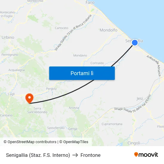 Senigallia (Staz. F.S. Interno) to Frontone map