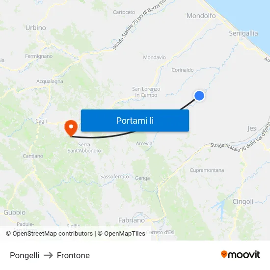 Pongelli to Frontone map
