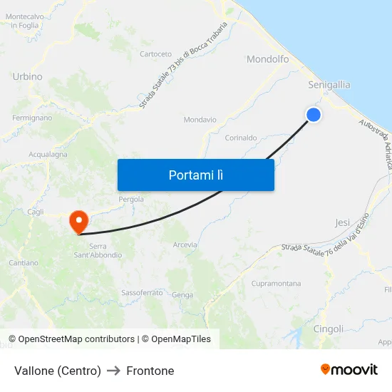 Vallone (Centro) to Frontone map