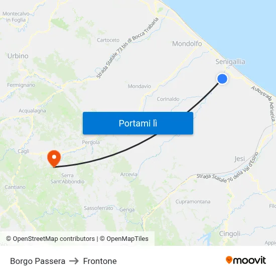 Borgo Passera to Frontone map