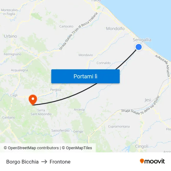 Borgo Bicchia to Frontone map
