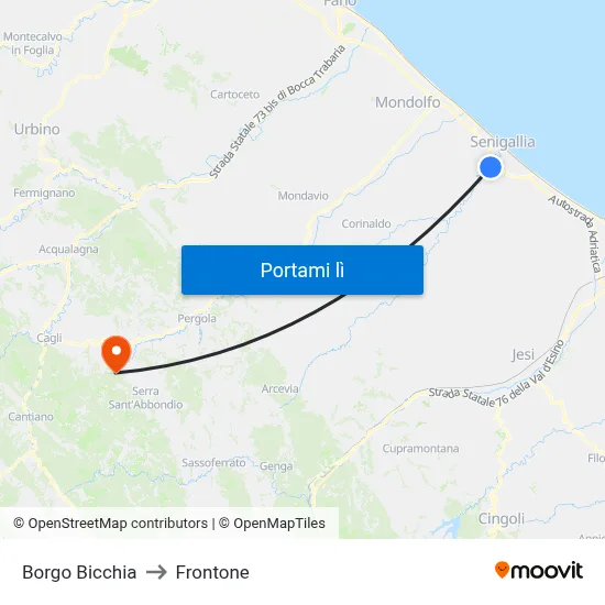 Borgo Bicchia to Frontone map