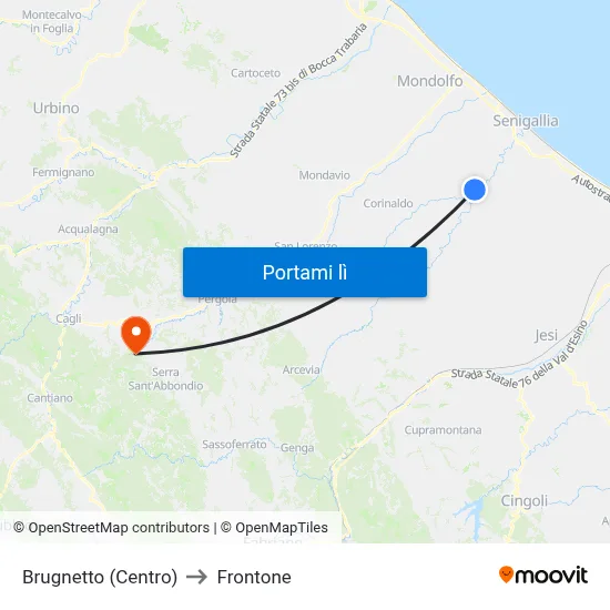 Brugnetto  (Centro) to Frontone map