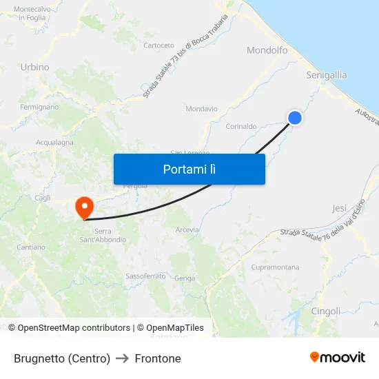 Brugnetto  (Centro) to Frontone map