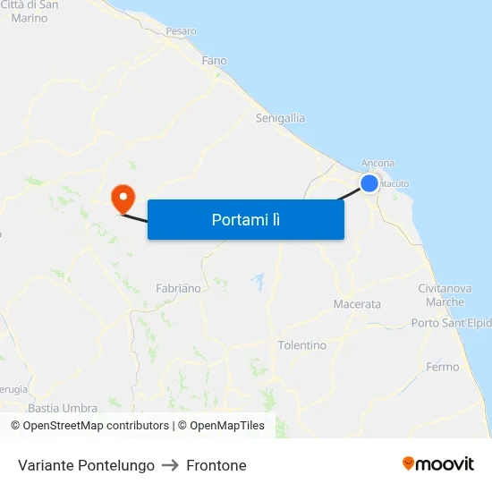 Variante Pontelungo to Frontone map