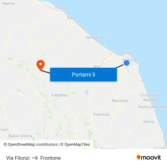 Via Filonzi to Frontone map