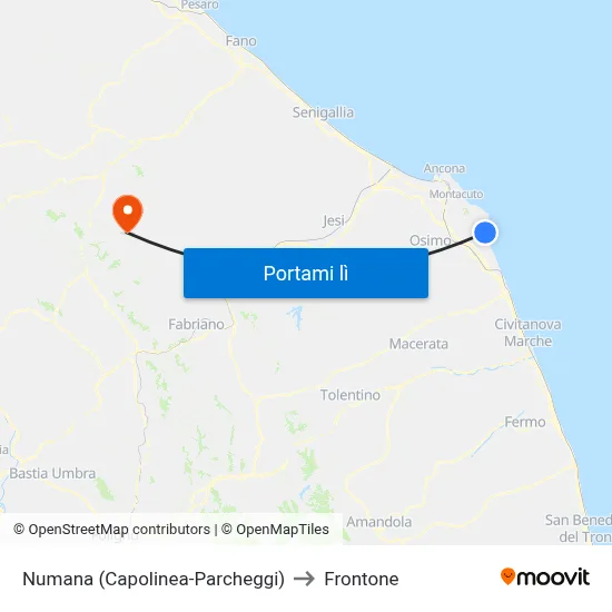 Numana (Capolinea-Parcheggi) to Frontone map