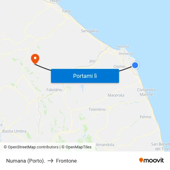 Numana (Porto). to Frontone map