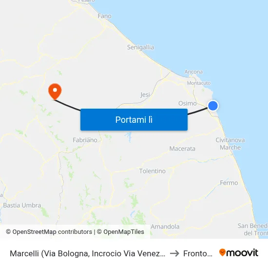 Marcelli (Via Bologna, Incrocio Via Venezia) to Frontone map