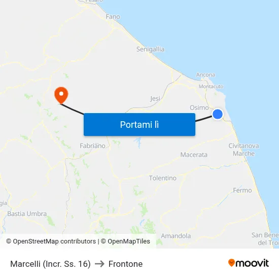 Marcelli (Incr. Ss. 16) to Frontone map