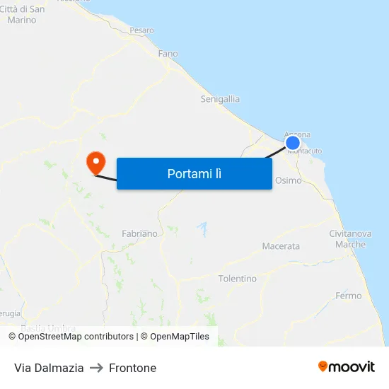 Via Dalmazia to Frontone map