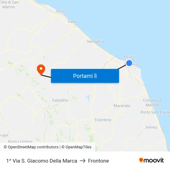 1^ Via S. Giacomo Della Marca to Frontone map