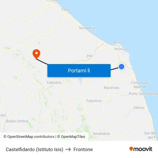 Castelfidardo (Istituto Isis) to Frontone map