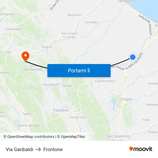 Via Garibaldi to Frontone map
