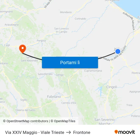 Via XXIV Maggio - Viale Trieste to Frontone map