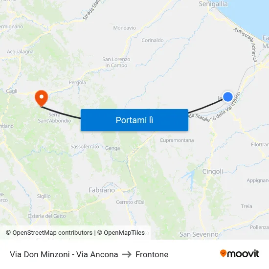 Via Don Minzoni - Via Ancona to Frontone map