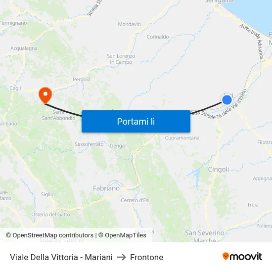 Viale Della Vittoria - Mariani to Frontone map