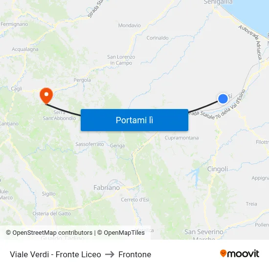 Viale Verdi - Fronte Liceo to Frontone map