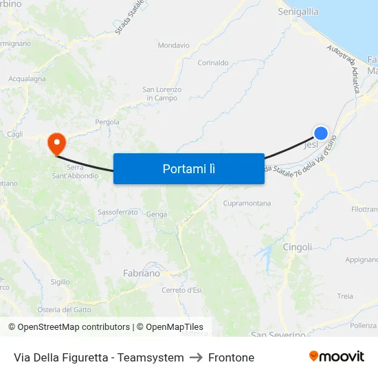 Via Della Figuretta - Teamsystem to Frontone map