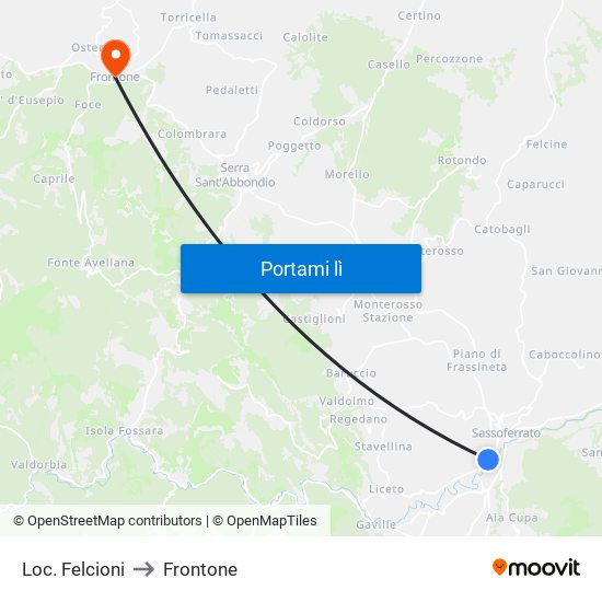 Loc. Felcioni to Frontone map