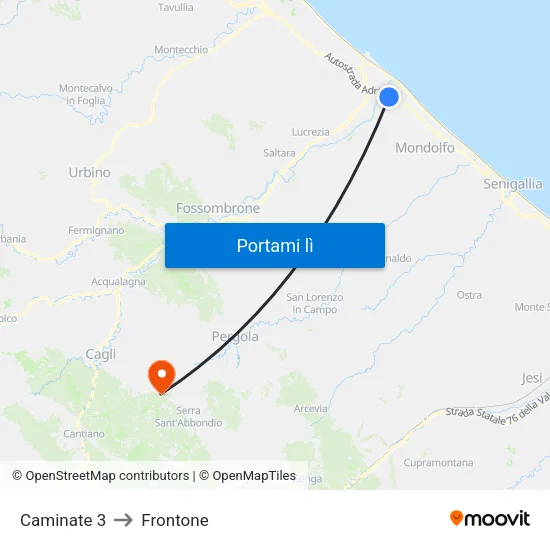 Caminate 3 to Frontone map