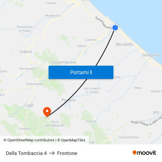 Della Tombaccia 4 to Frontone map