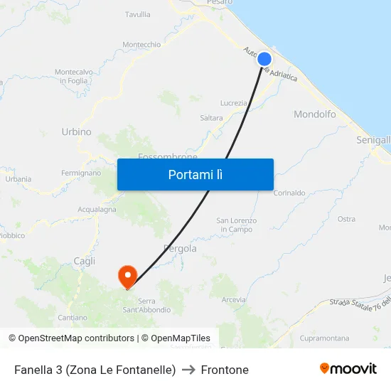 Fanella 3  (Zona Le Fontanelle) to Frontone map
