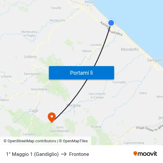 1° Maggio 1 (Gandiglio) to Frontone map