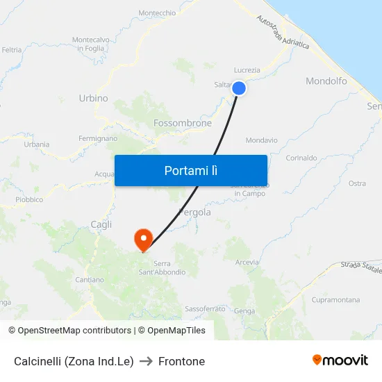 Calcinelli (Zona Ind.Le) to Frontone map
