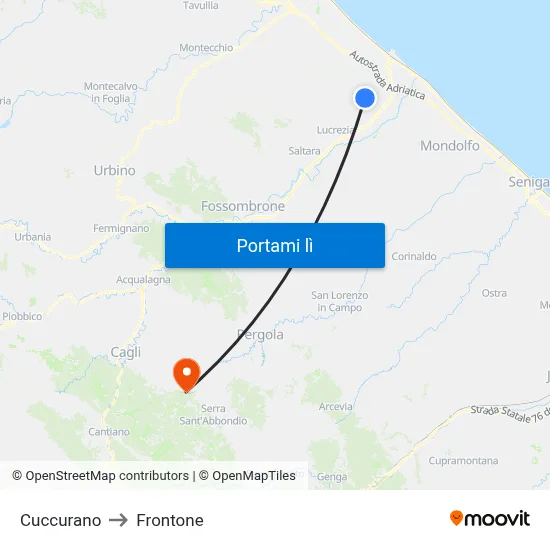 Cuccurano to Frontone map