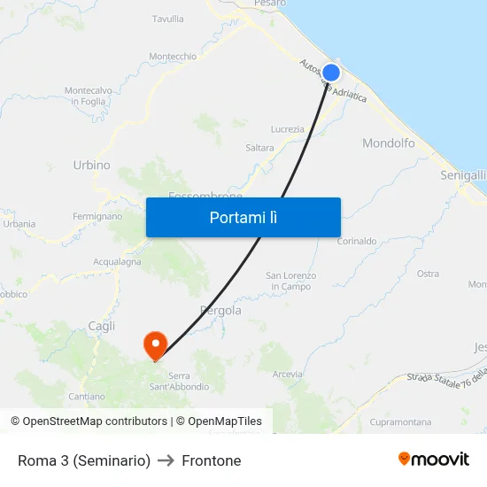 Roma 3 (Seminario) to Frontone map