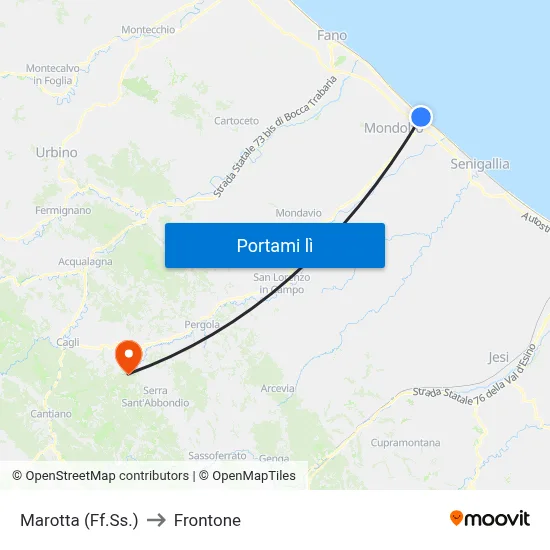 Marotta (Ff.Ss.) to Frontone map