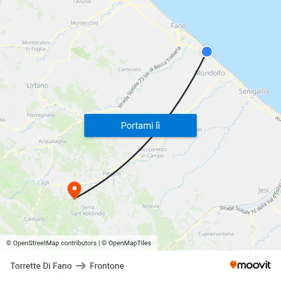 Torrette Di Fano to Frontone map