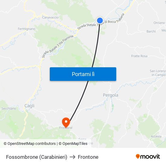 Fossombrone (Carabinieri) to Frontone map