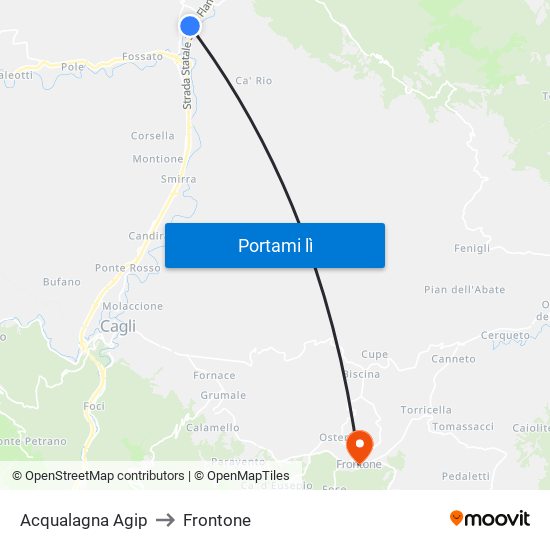 Acqualagna Agip to Frontone map