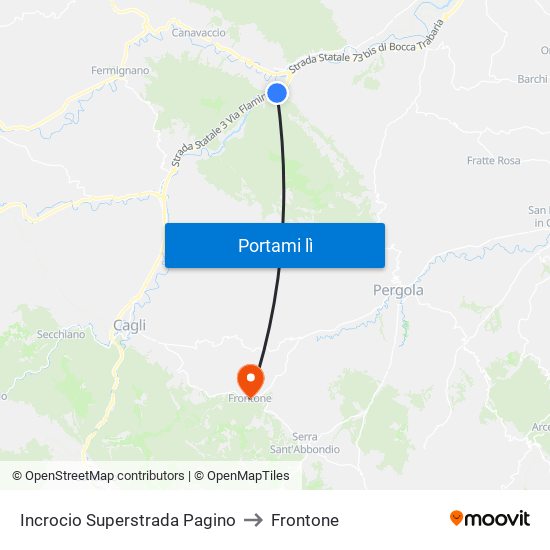 Incrocio Superstrada Pagino to Frontone map