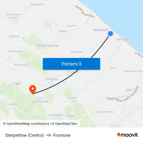 Sterpettine (Centro) to Frontone map