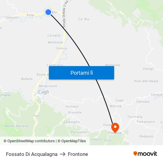 Fossato Di Acqualagna to Frontone map