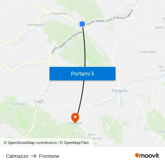 Calmazzo to Frontone map