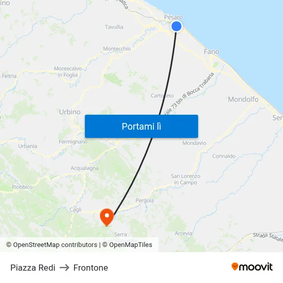 Piazza Redi to Frontone map