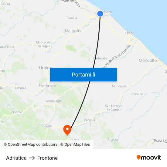 Adriatica to Frontone map