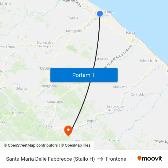 Santa Maria Delle Fabbrecce (Stallo H) to Frontone map