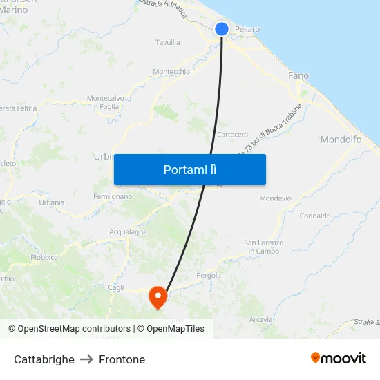 Cattabrighe to Frontone map