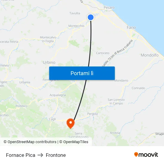 Fornace Pica to Frontone map