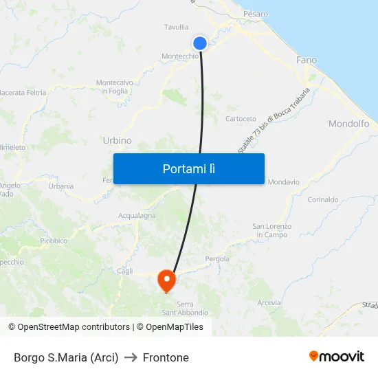 Borgo S.Maria (Arci) to Frontone map